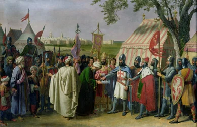 Graf von Tripolis akzeptiert die Kapitulation der Stadt Tyrus im Jahr 1124